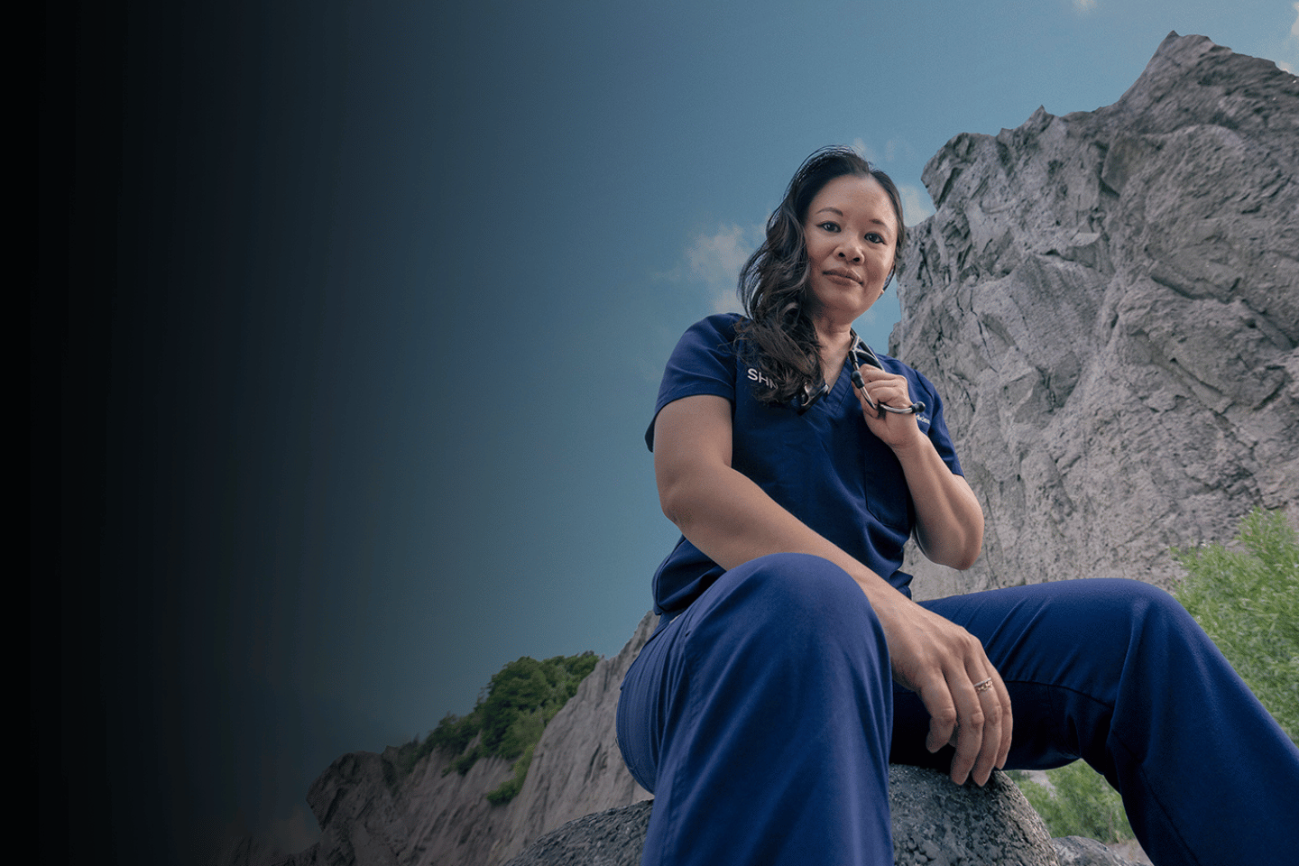 Dr. Christopher Yarnell, a critical care physician at Scarborough Health Network, standing inside a building at the University of Toronto Scarborough.
