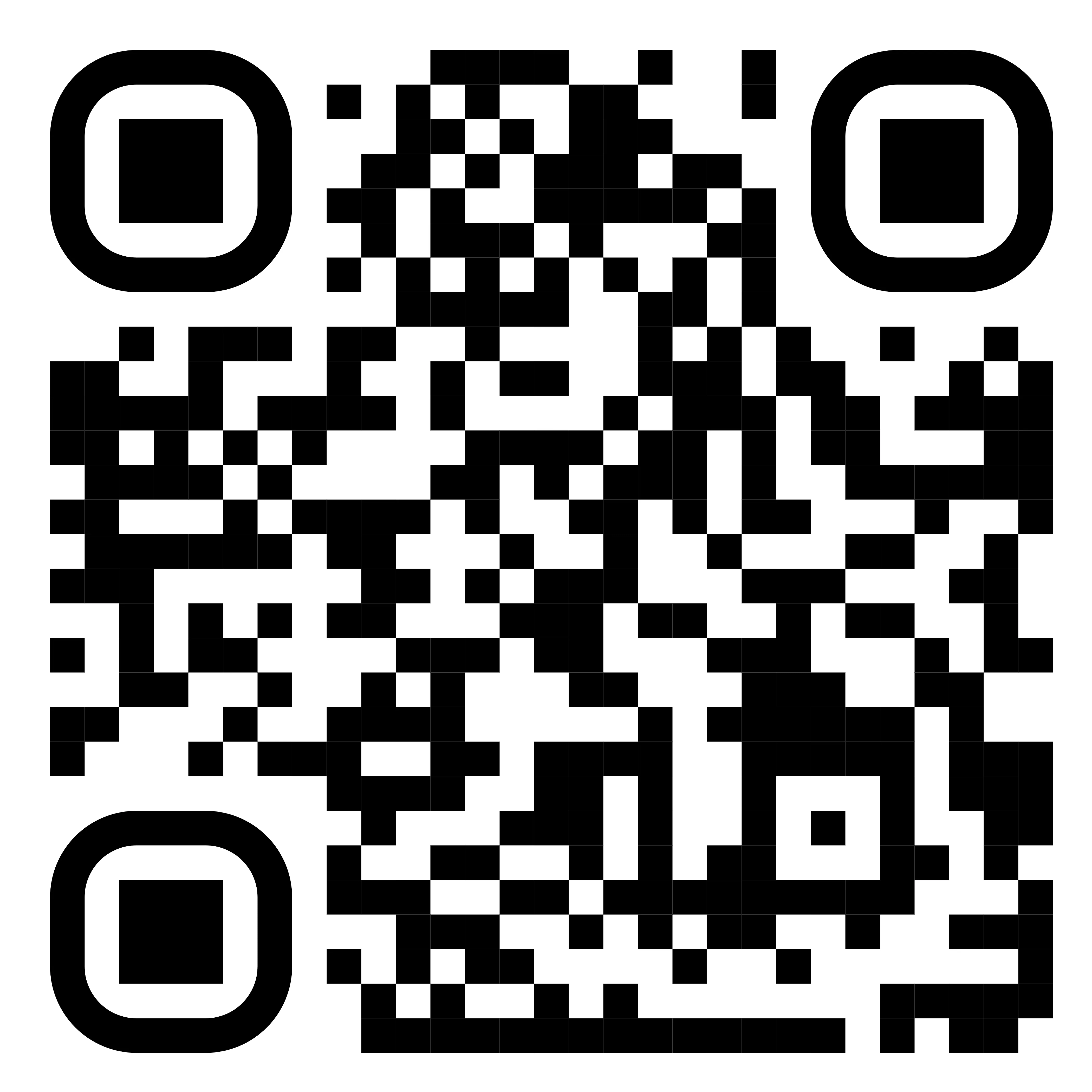 Code QR noir et blanc sur fond blanc.