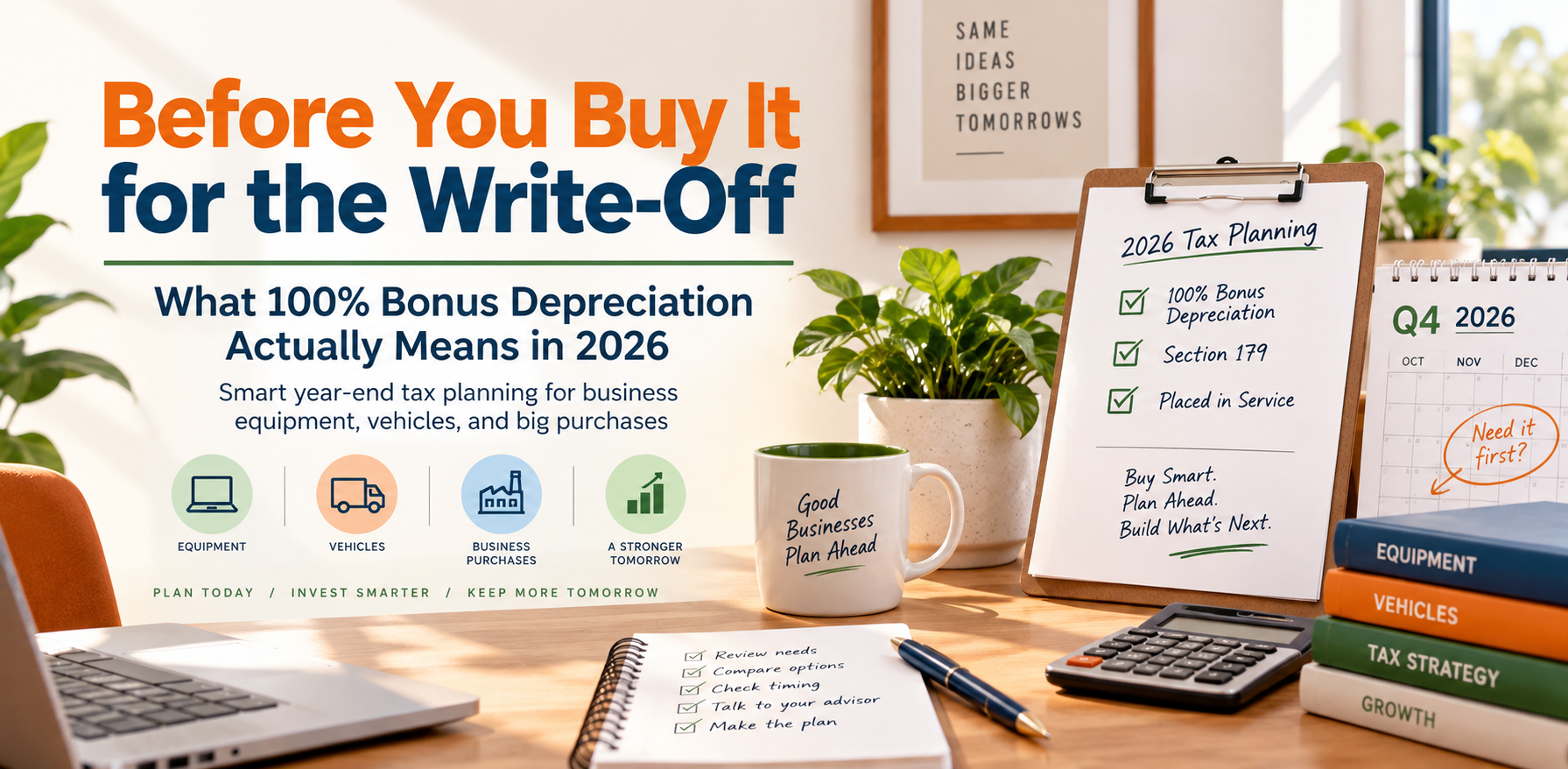 Before You Buy It for the Write-Off: What 100% Bonus Depreciation Actually Means in 2026