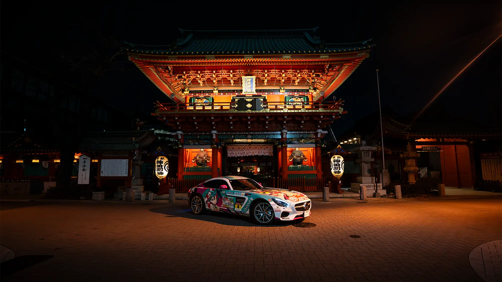 Japanese sports car in Tokyo at night for Omoshiro Super Car Rental by MVO Productions
