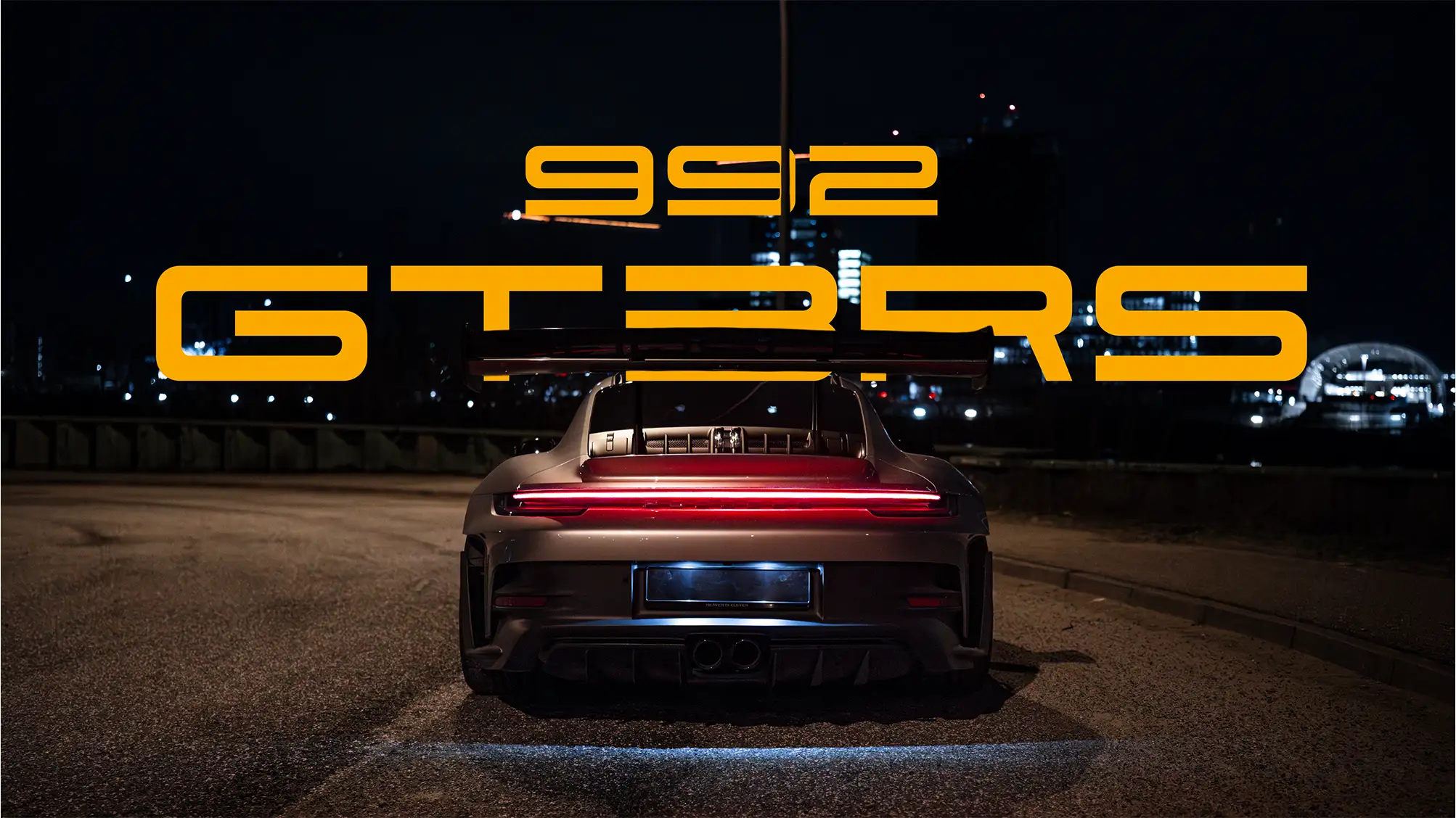 Porsche 992 GT3 RS on empty city streets at night from Midnight Run by MVO Productions