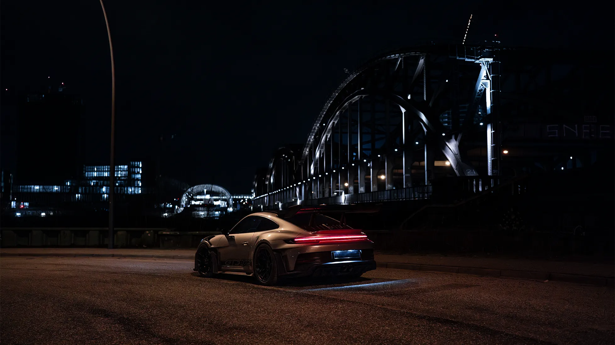 Porsche 992 GT3 RS under city lights, Midnight Run spec ad by MVO Productions