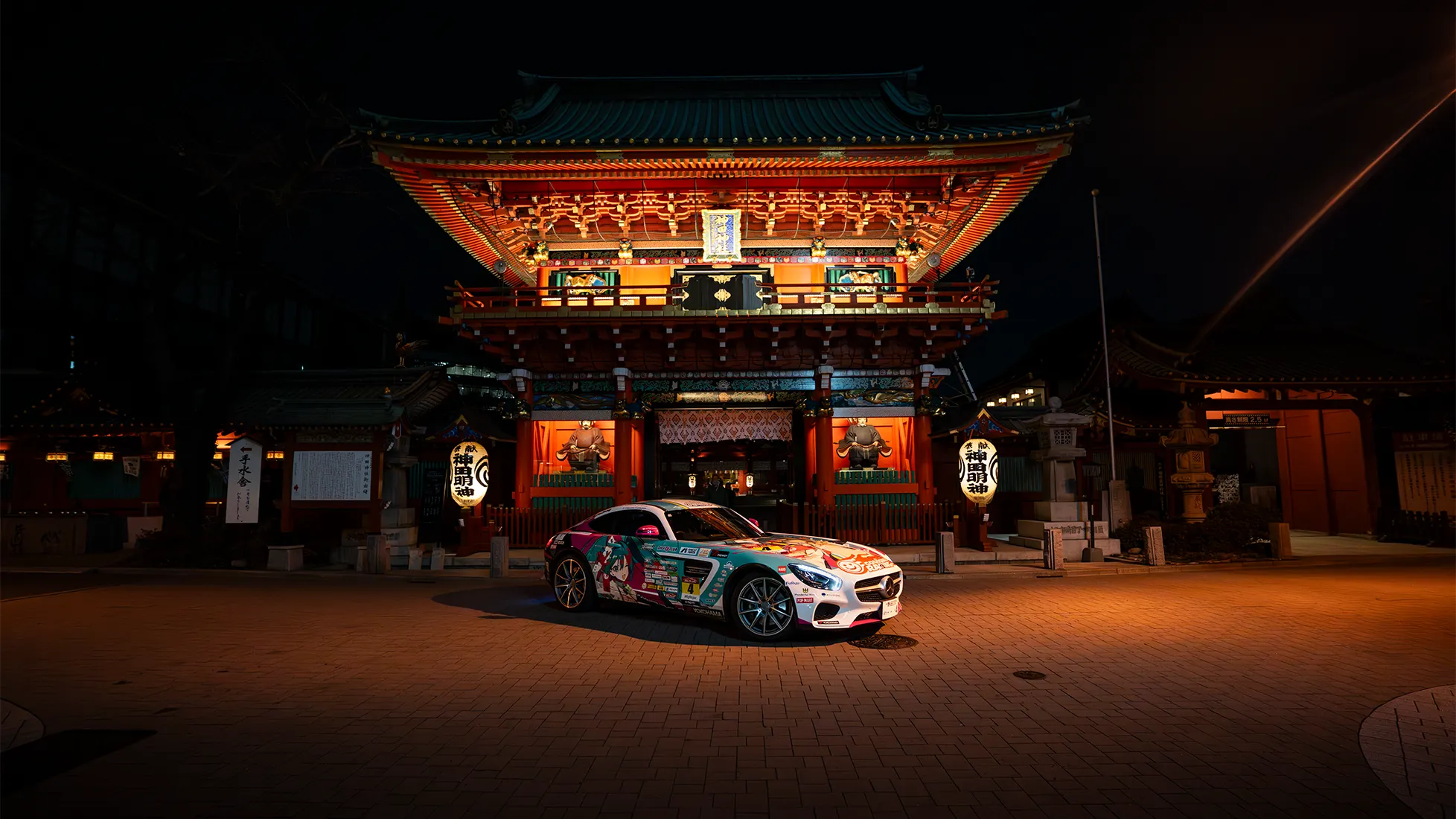 Nighttime Tokyo street scene with a Japanese sports car by MVO Productions