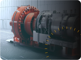 Large engine mounted to platform