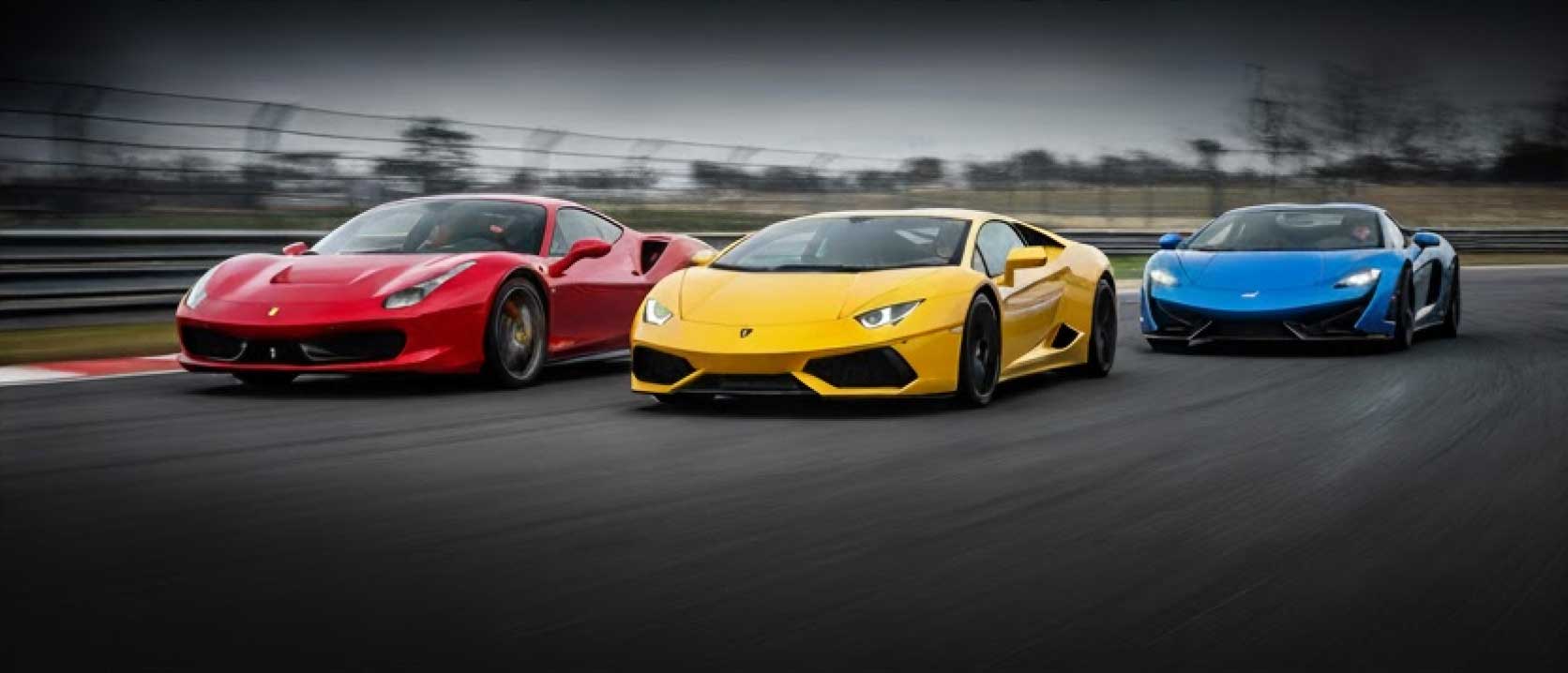 A picture of three racecars