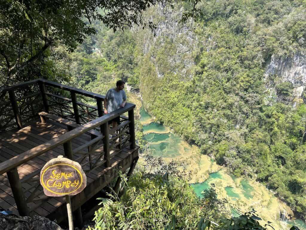 semuc champey with turquoise natural pools in the background