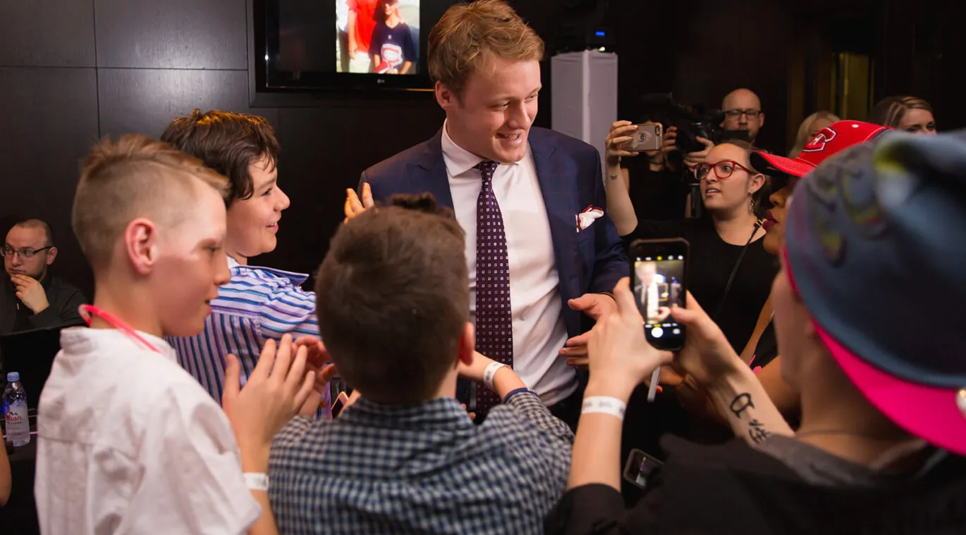morgan rielly at an nhl viewing party