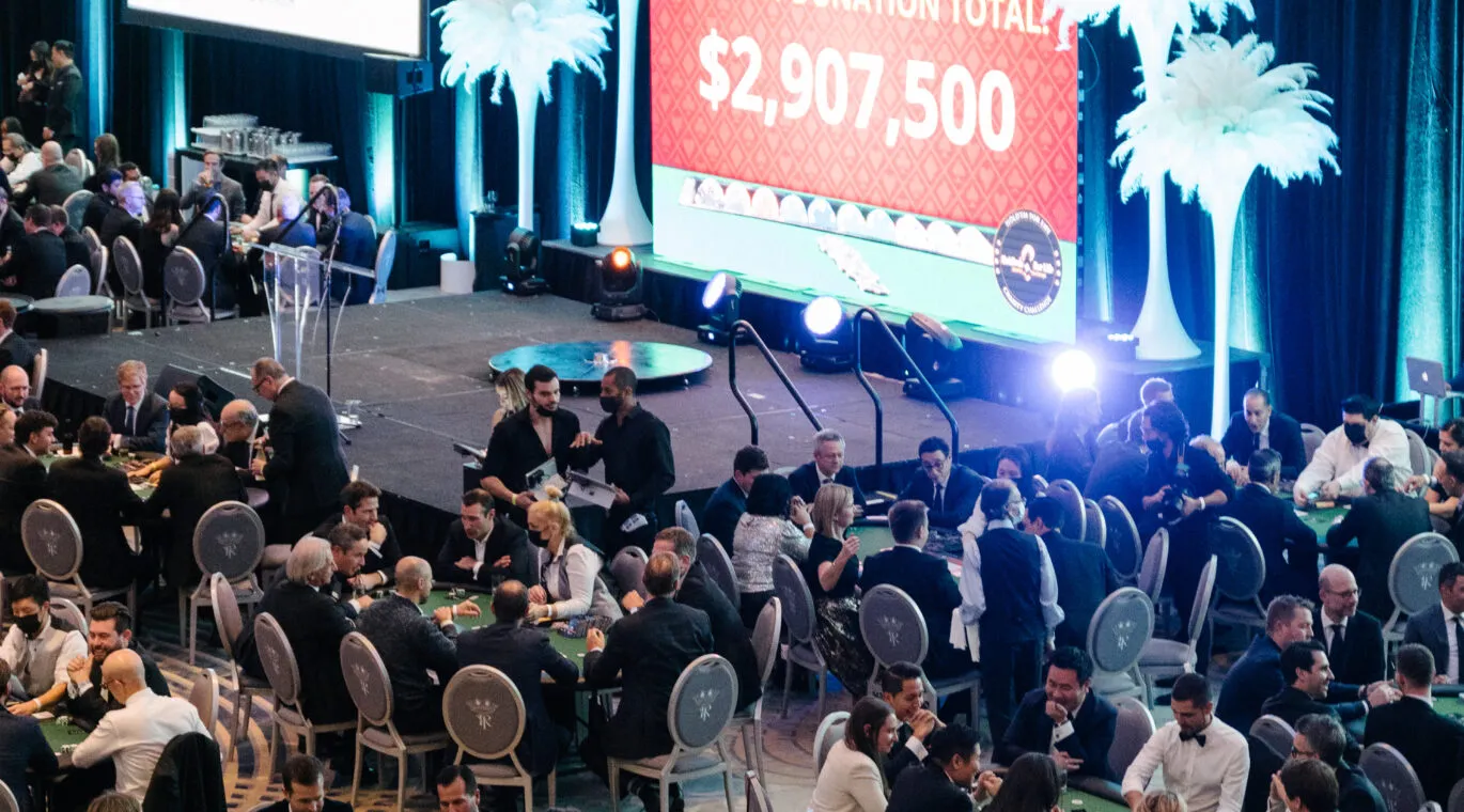 close up of poker event corporate