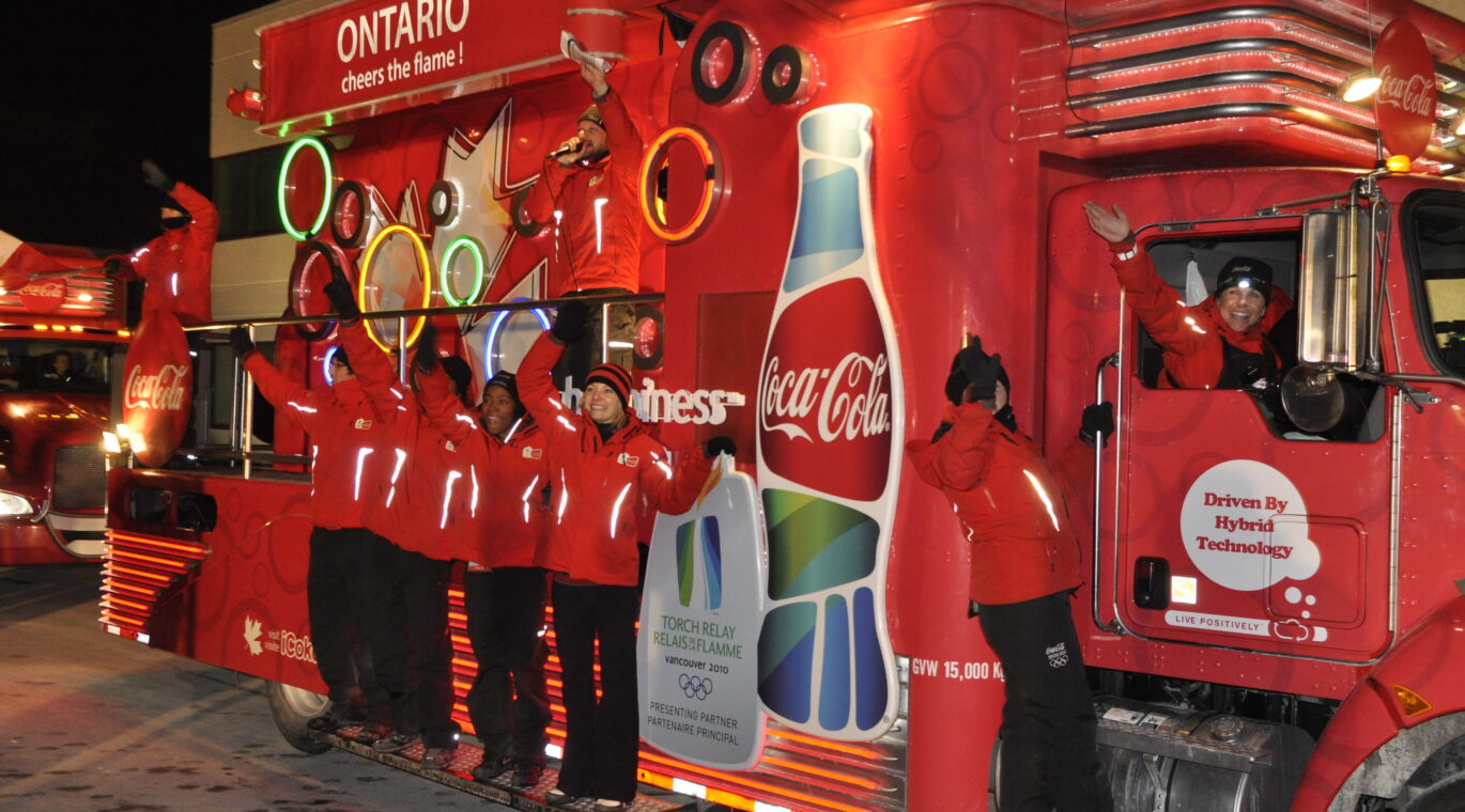 coca cola display at a corporate event