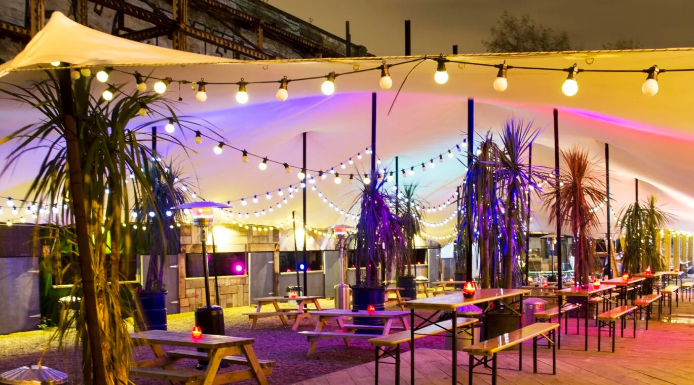 outdoor display setup of a corporate event