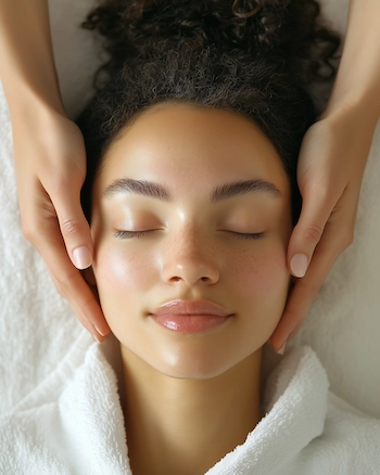 Facial treatment in progress at Bespoke Beauty in Tucson, promoting skin rejuvenation, hydration, and relaxation.