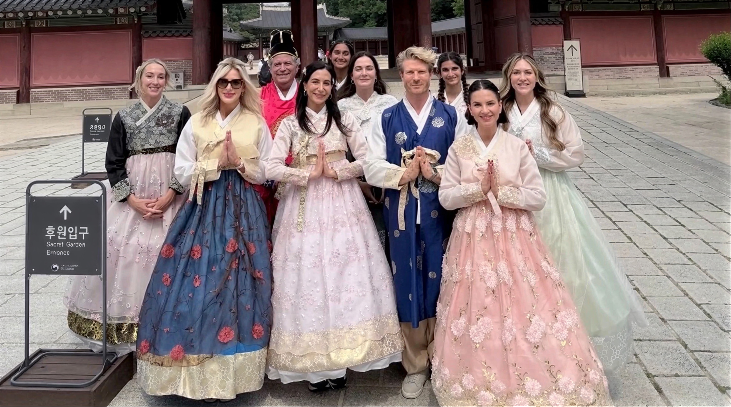 Bespoke Beauty team in traditional hanbok in Seoul, Korea, where they trained in Glow Tox