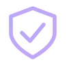 Shield outline with a checkmark inside, symbolizing security or protection.