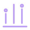 Simple purple icon depicting three vertical bars of different heights and a horizontal base line, resembling a basic bar chart or graph.