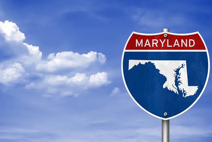 Maryland map symbol on a interstate sign