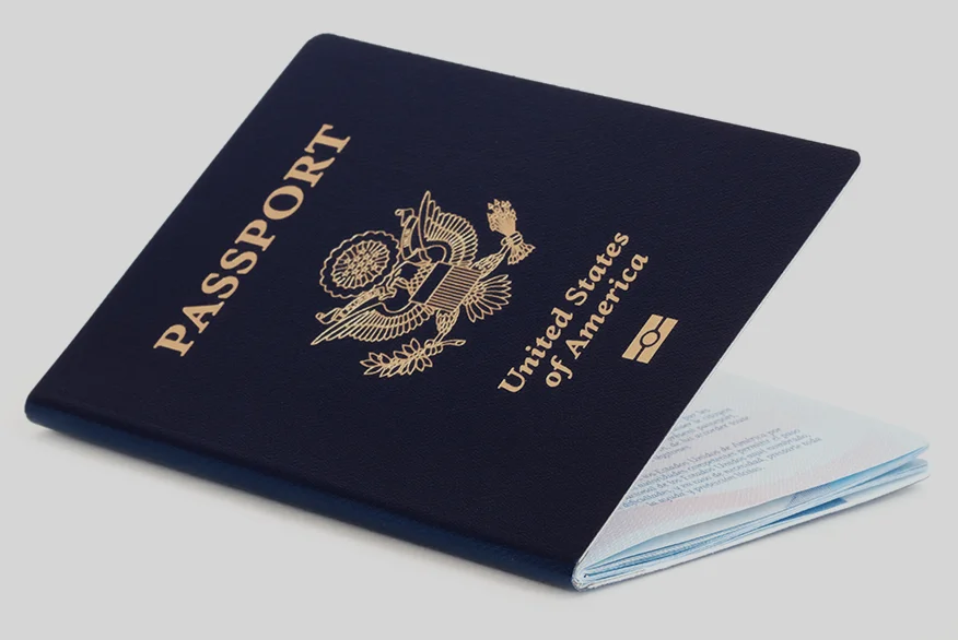 A US Passport on white background.