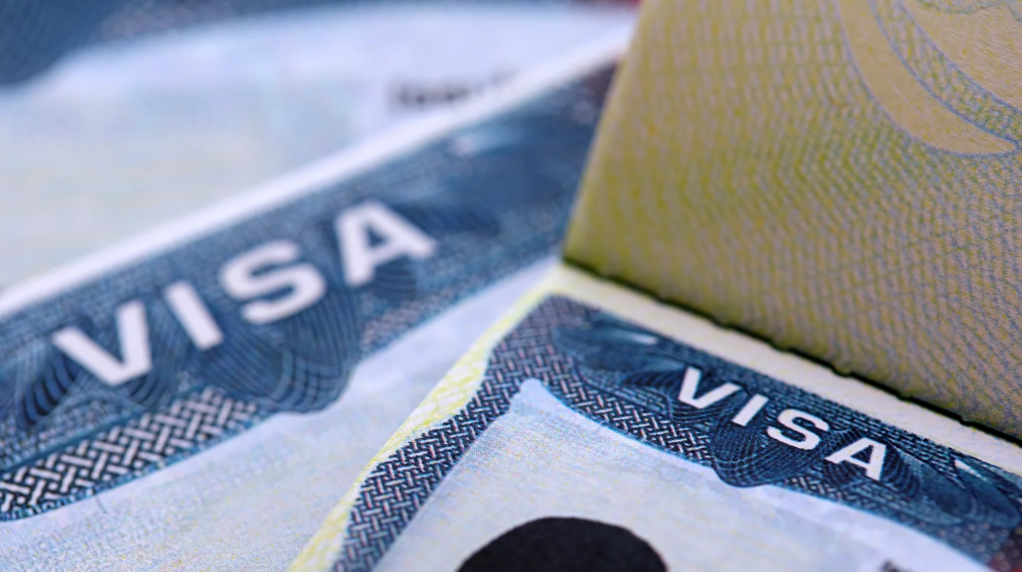 Close up picture of US Visa.
