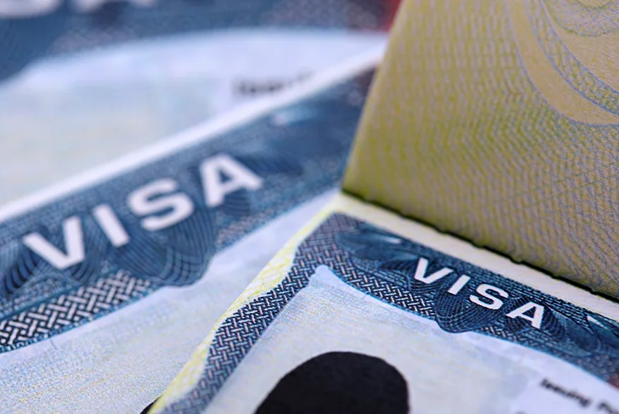Foto de cerca de Visa de Estados Unidos.