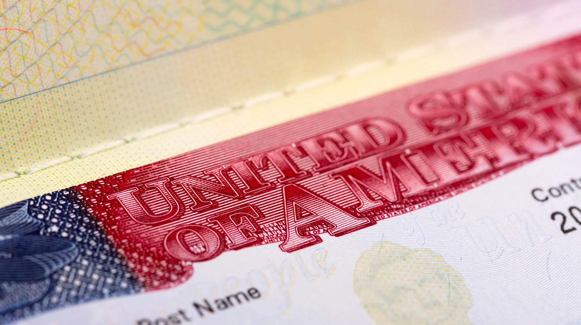 Close up of US Visa stamp