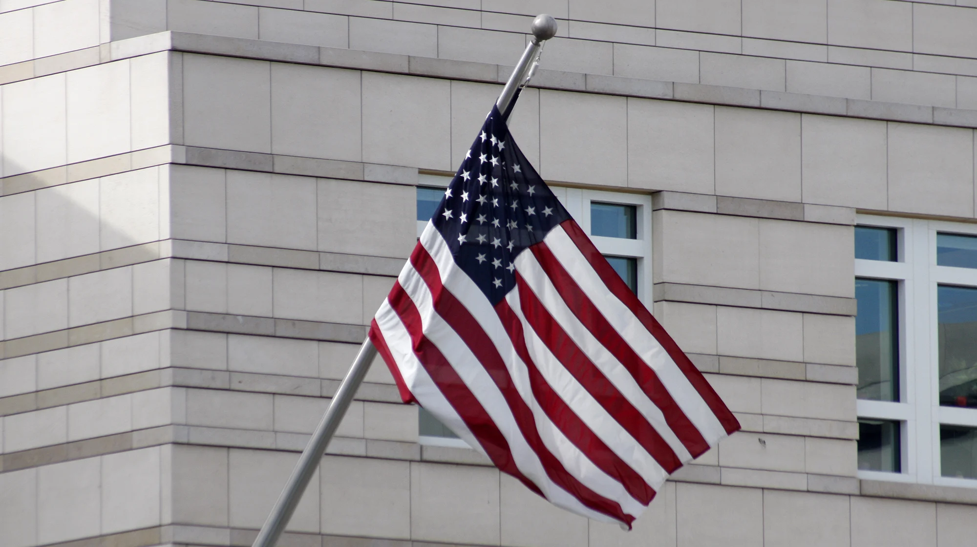 US flag on the US Embassy building.