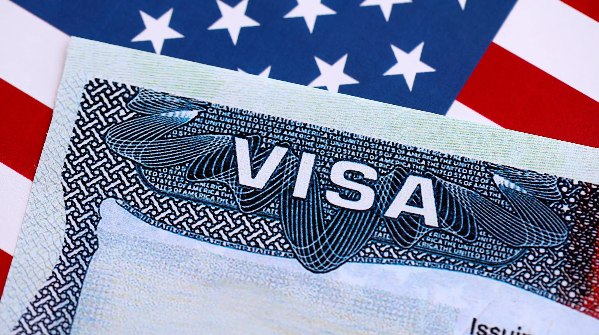 Close up picture of a US Visa