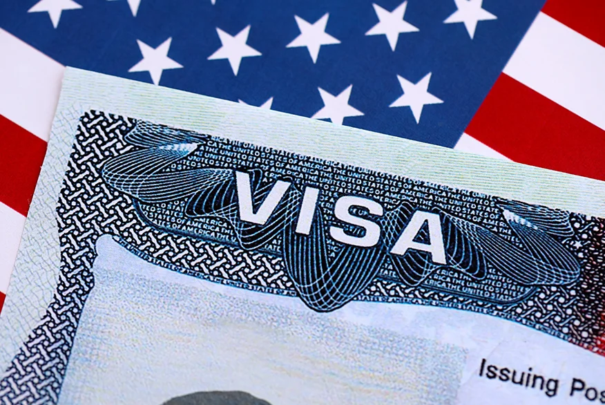 Close up picture of a US Visa