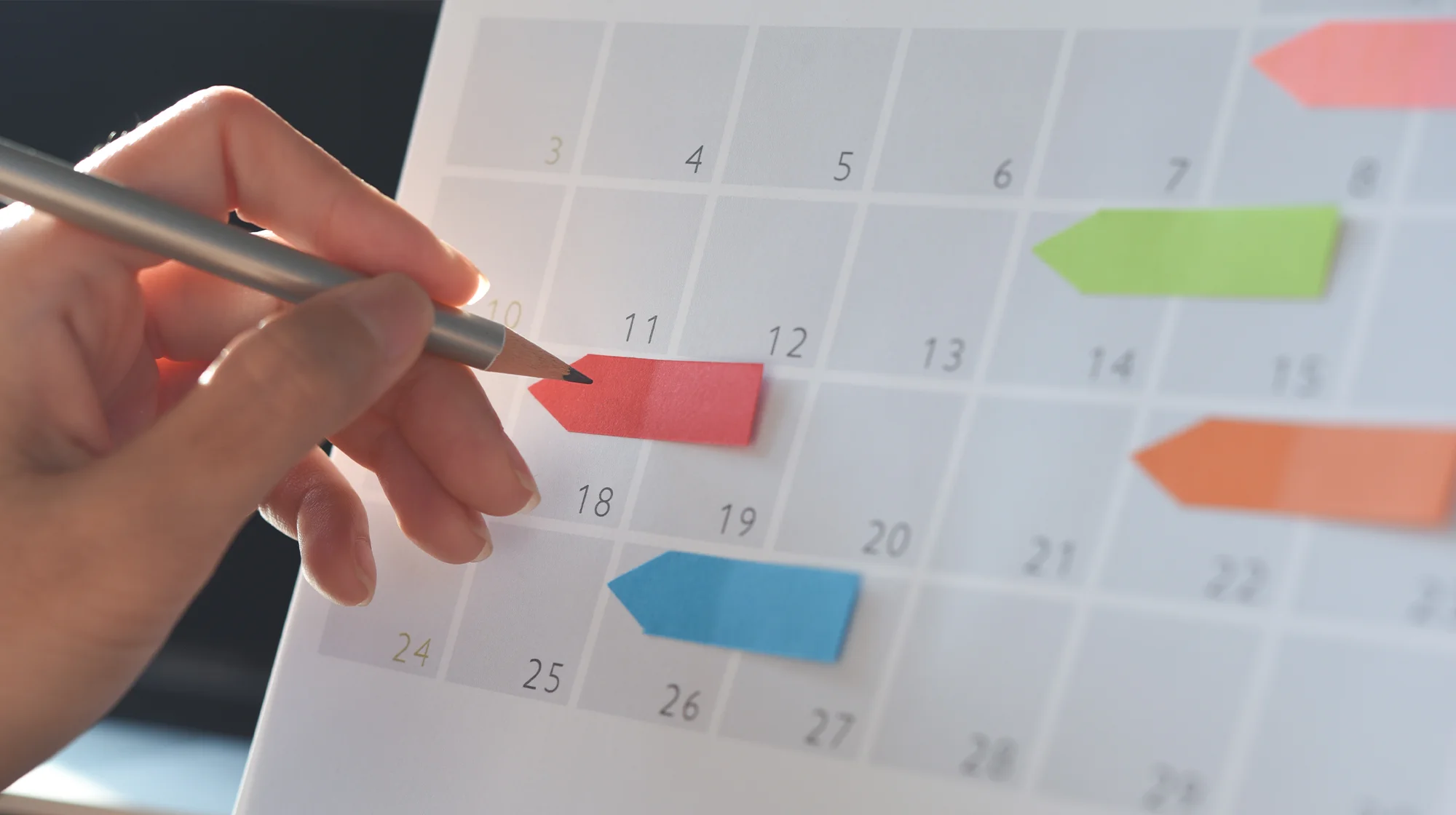 Timeline on a calendar.