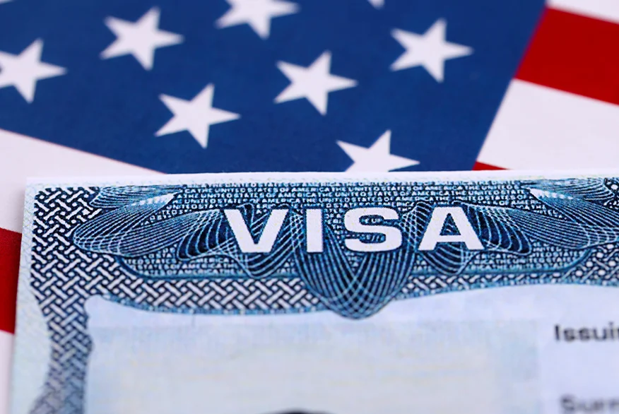 Close up picture of US Visa