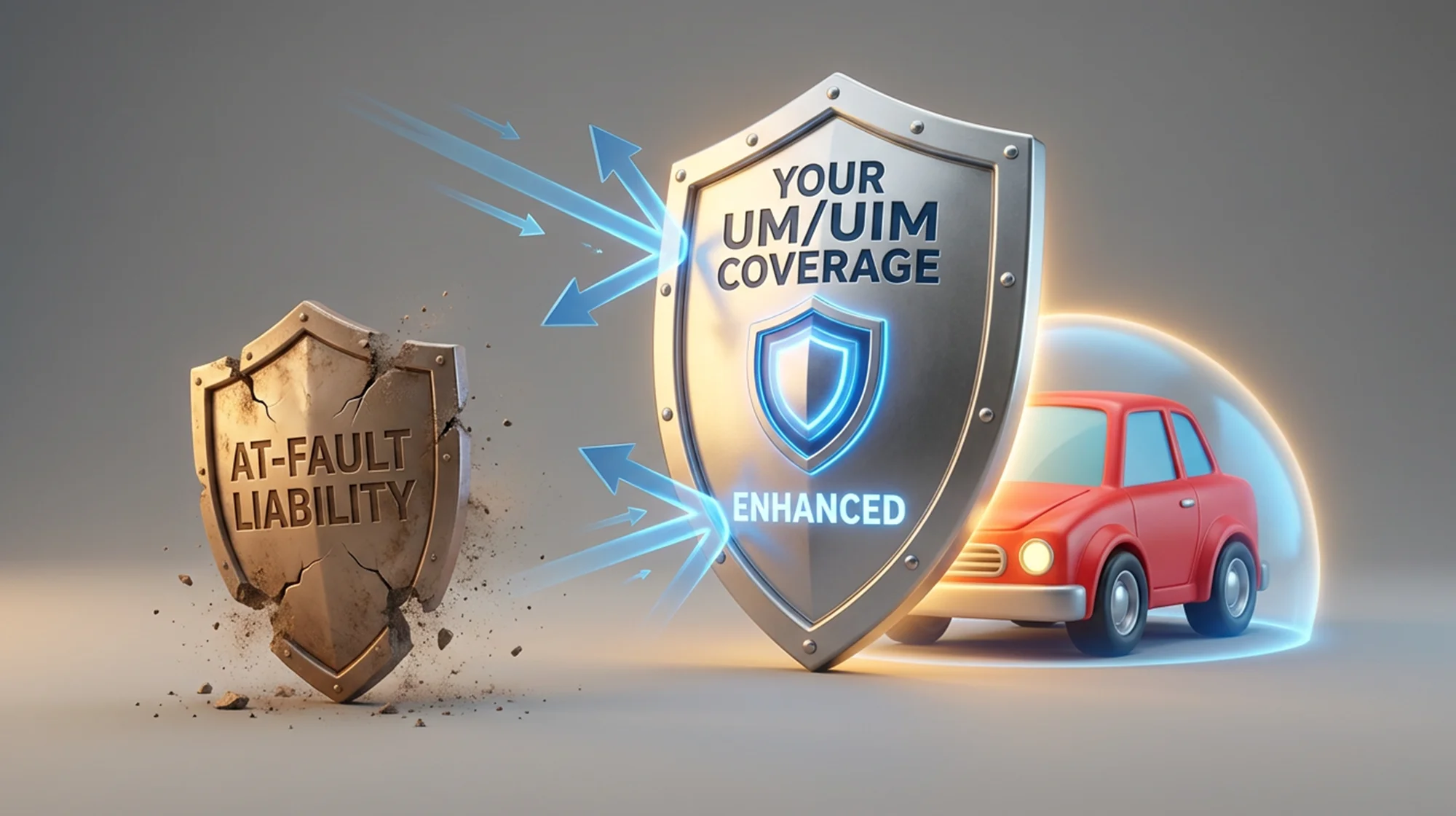 3D illustration of car insurance coverage