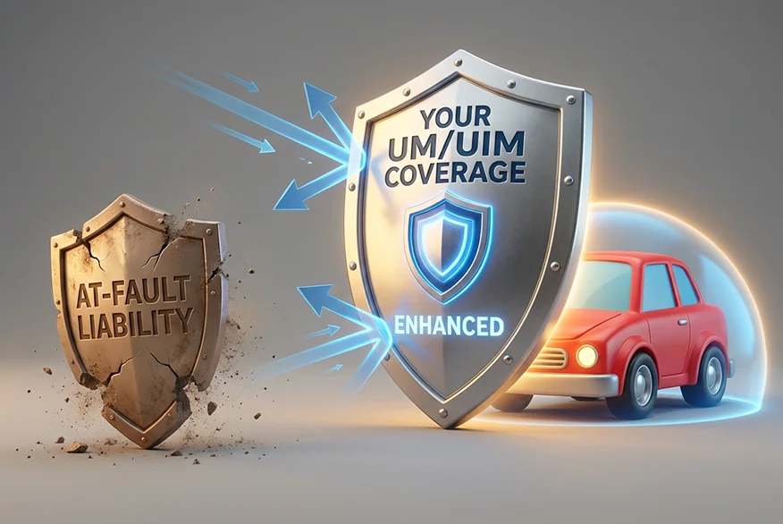 3D illustration of car insurance coverage