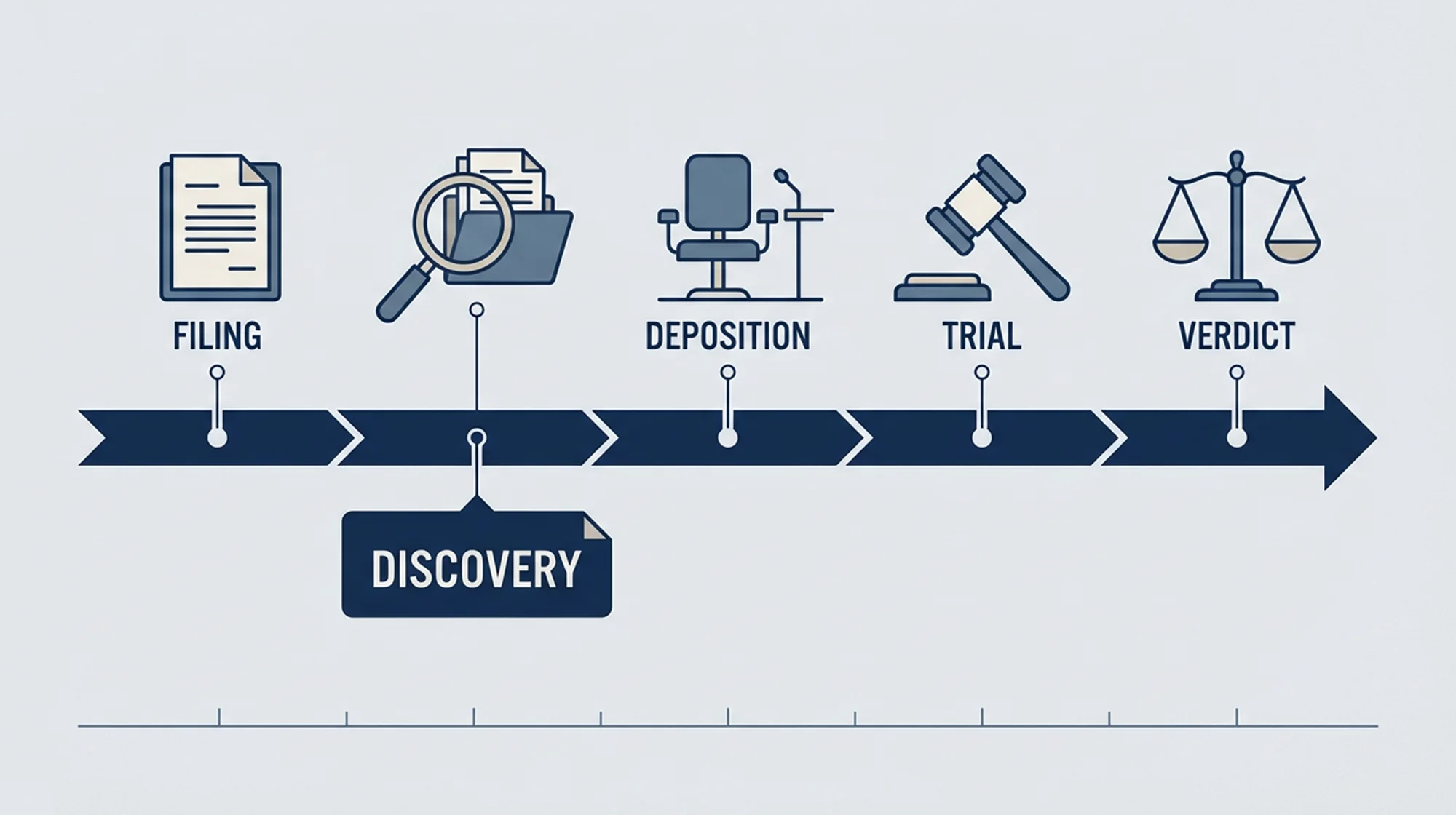 Illustration of processes of a truck accident before and after trial