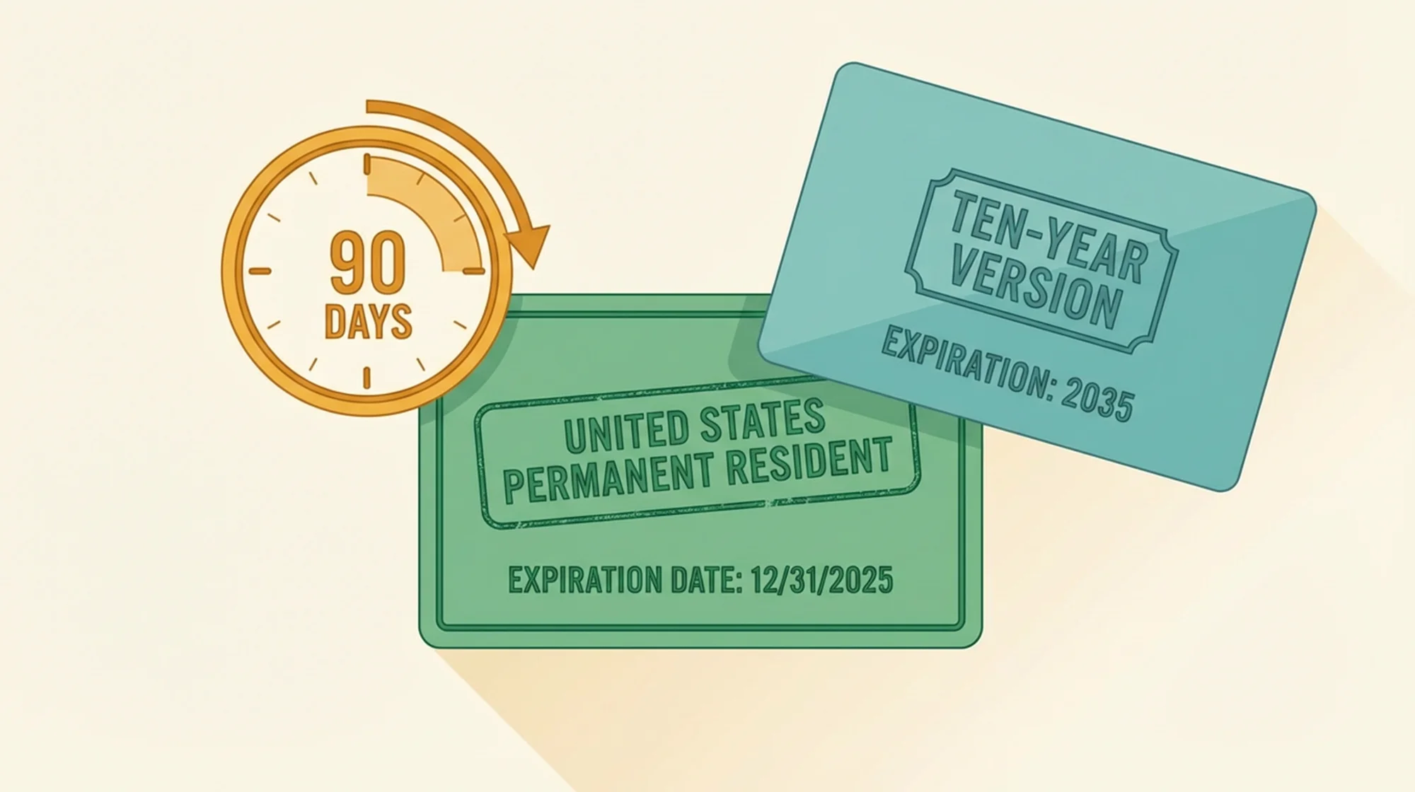 Illustration of a green card with expiration day