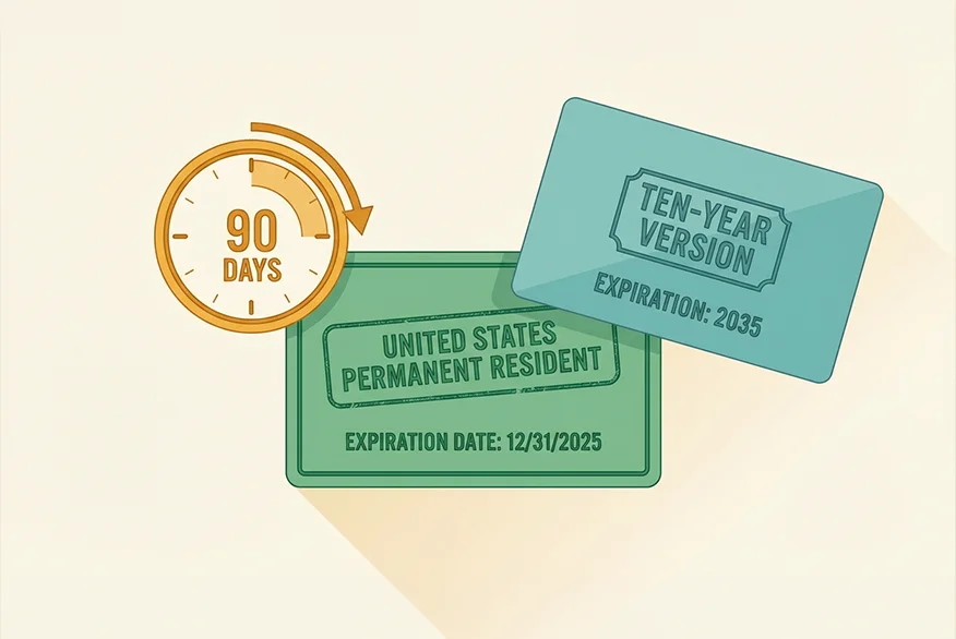 Illustration of a green card with expiration day