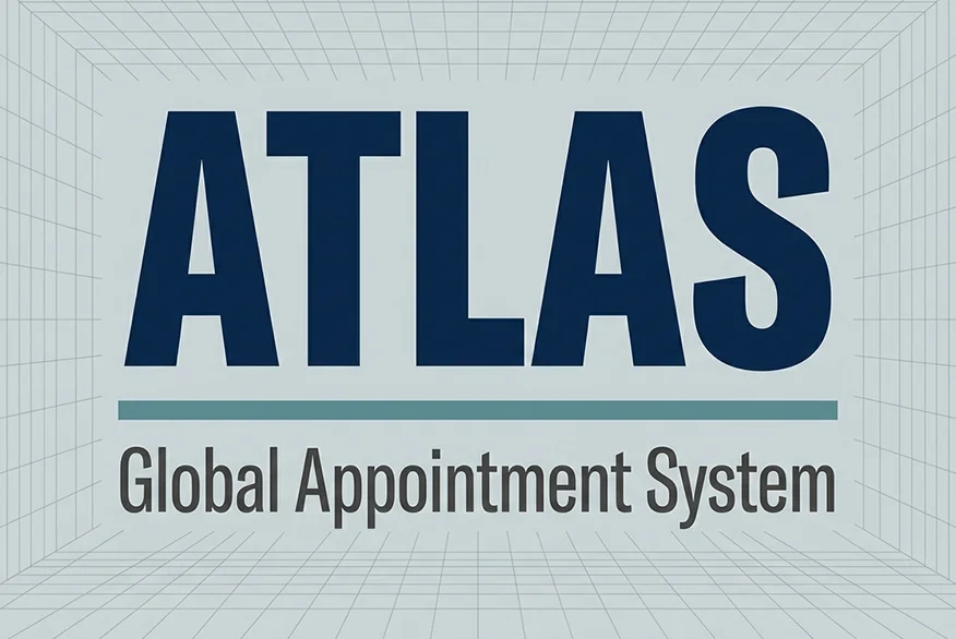 infographic with "Atlas" "global appointment system" written on it.