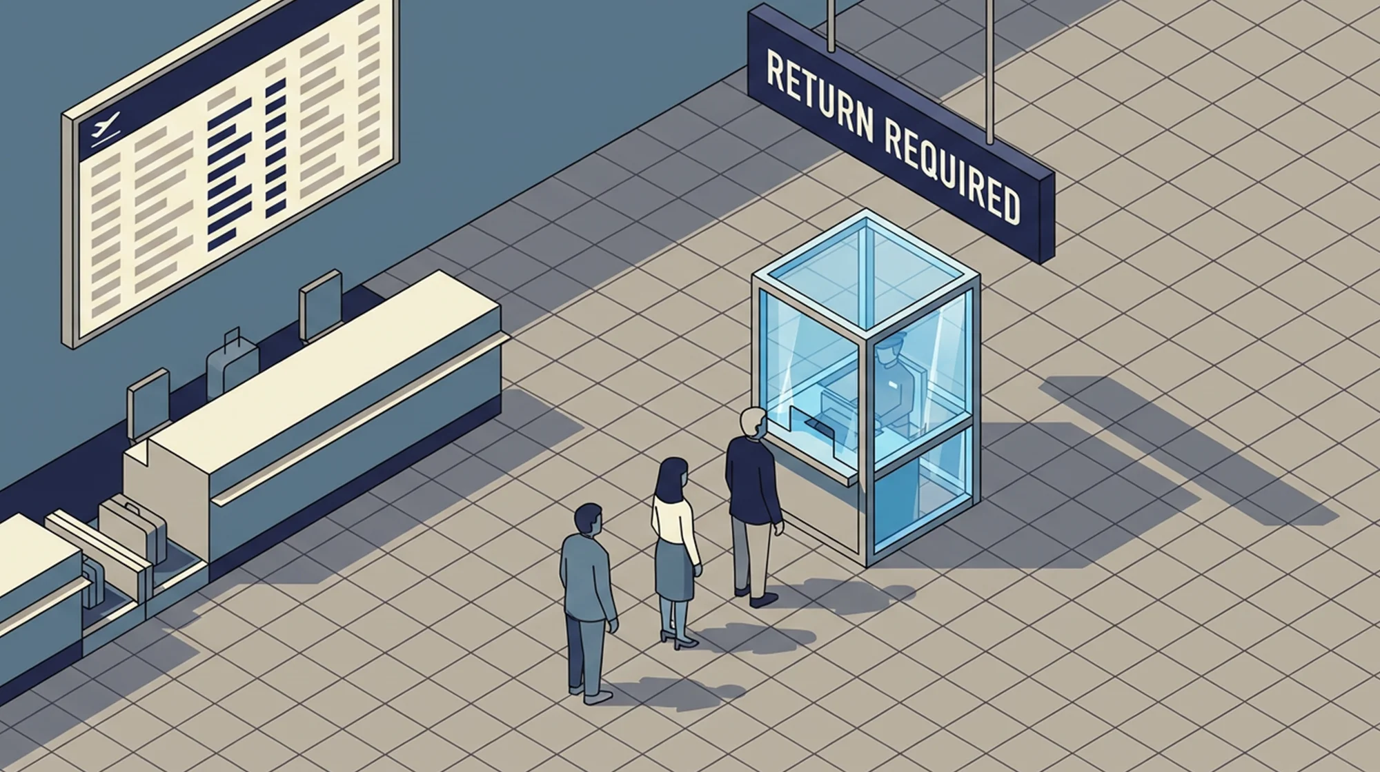 isomeric image of an airport at the check point