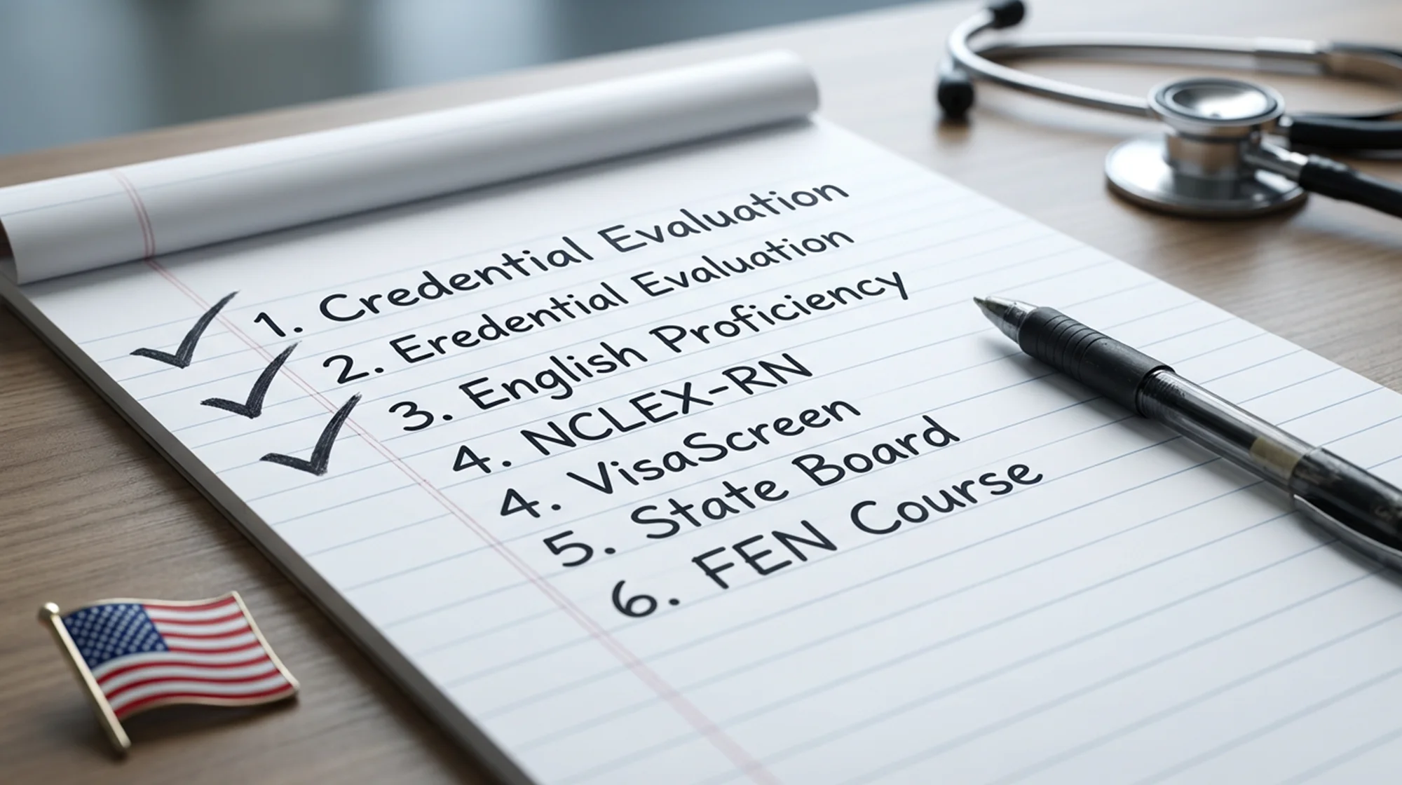 A notebook with criteria for foreign nurses who want to work in the US.