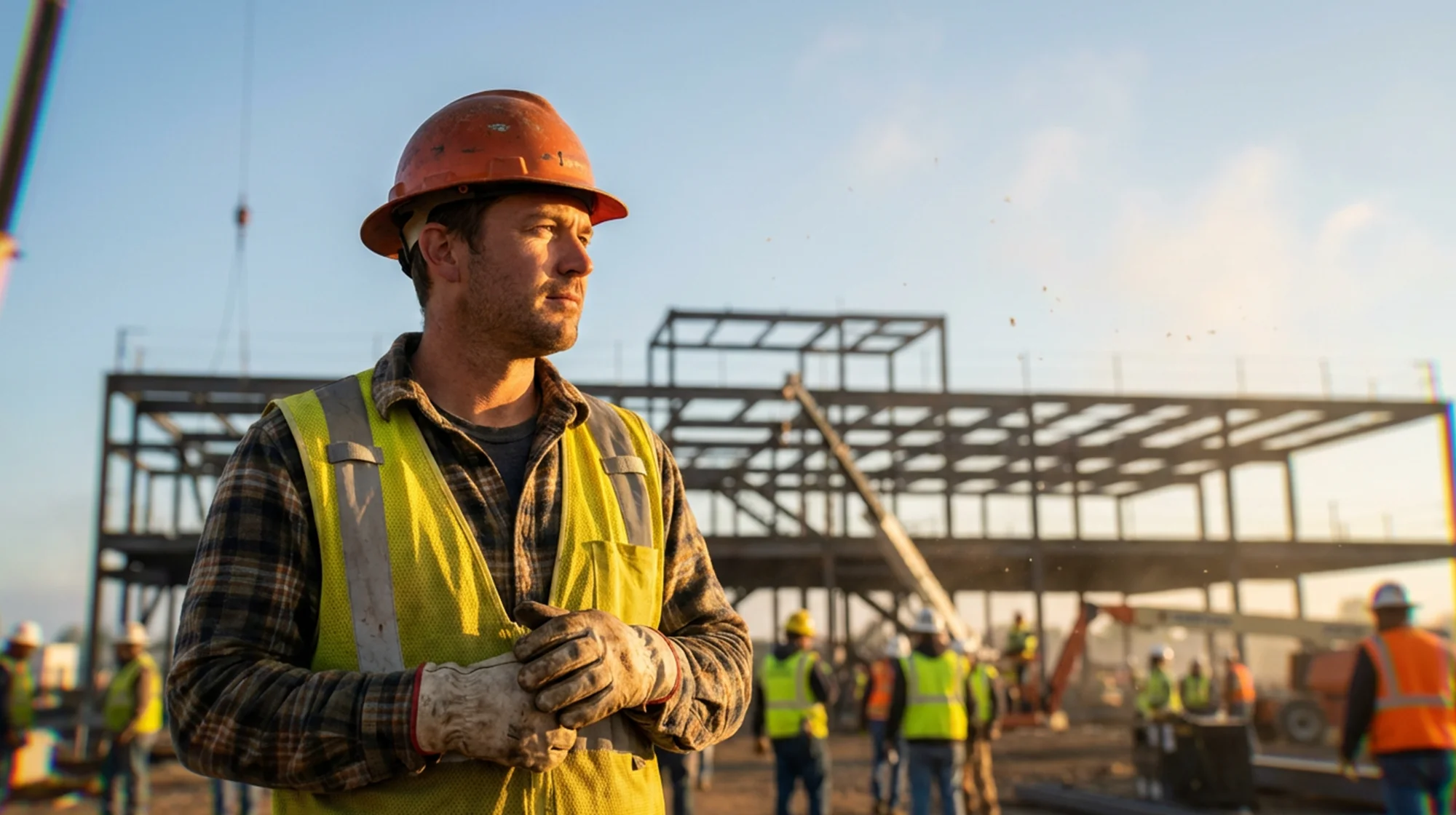 A construction worker on the construction site.