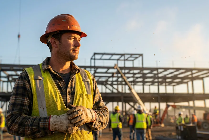 A construction worker on the construction site.