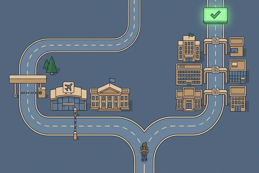 A illustration of the adjustment of status path