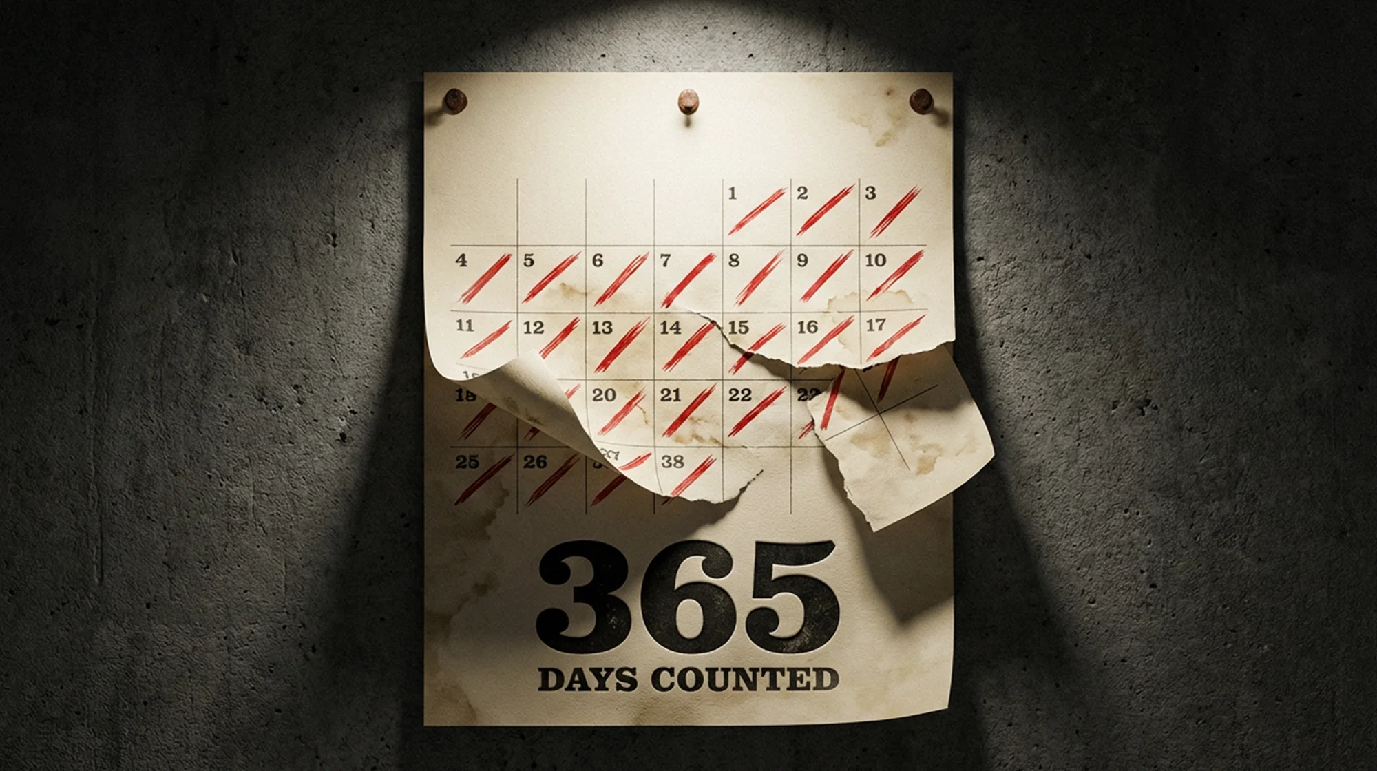 a wall calendar with marked days on it