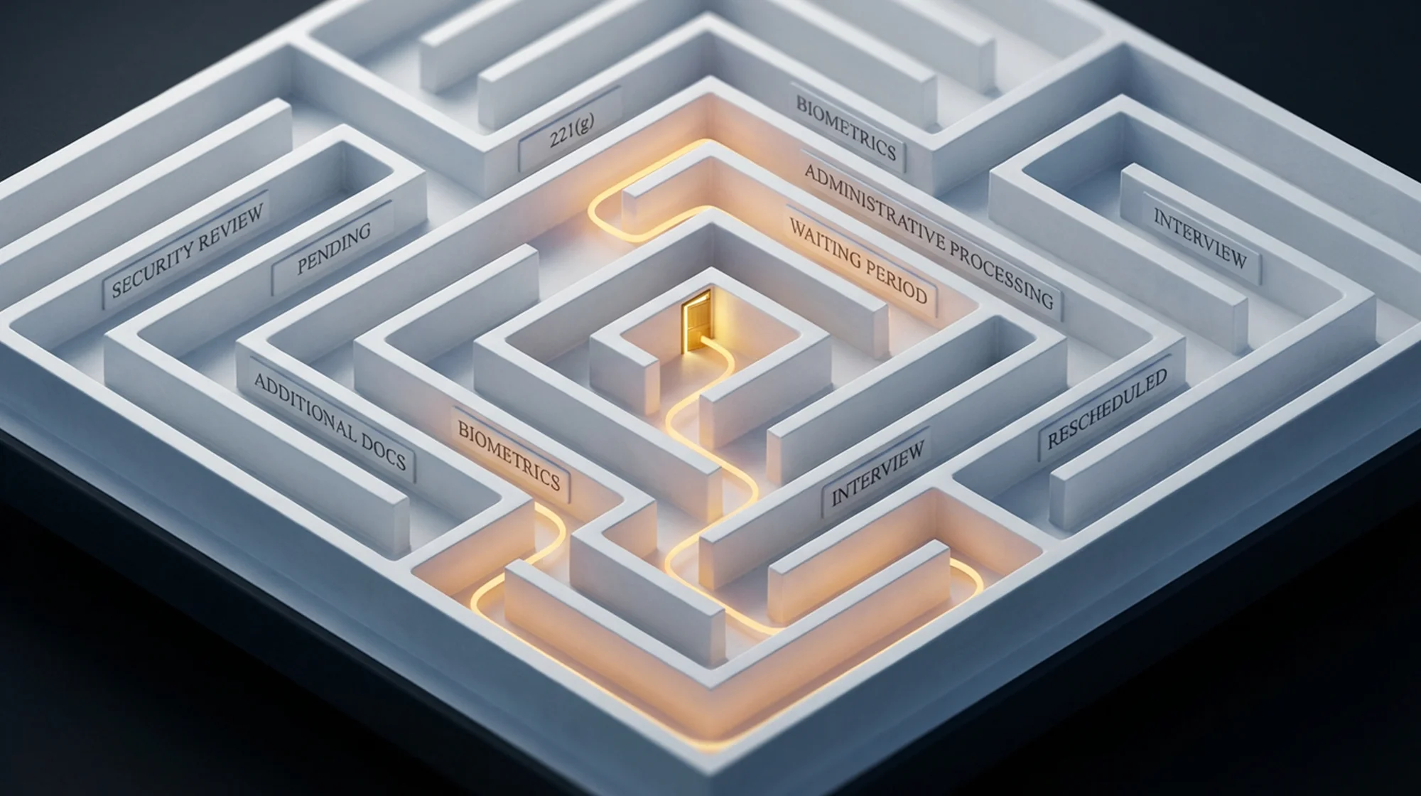 3D labirint with 221g notice inscriptions on the walls