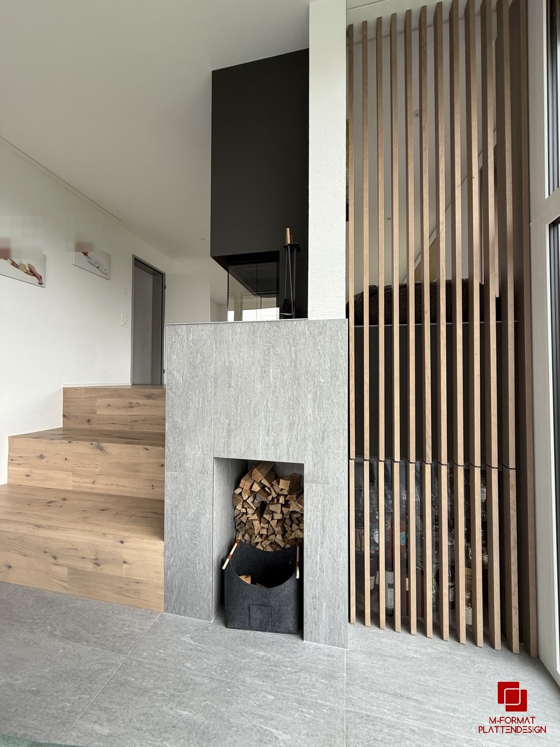 Ein Cheminée als echtes Highlight. 
Modern, elegant und perfekt in den Wohnraum integriert.