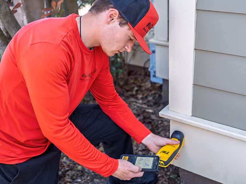 pied piper technician checking for moisture during termite inspection