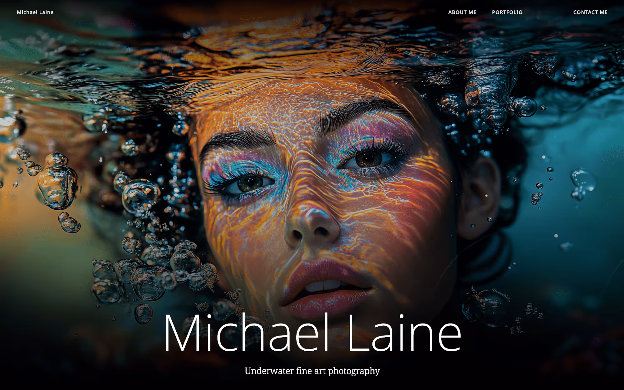 Screenshot der Landingpage für Michael Laine – Webdesign für Unterwasserfotografie mit starken Bildern und klarem Layout.