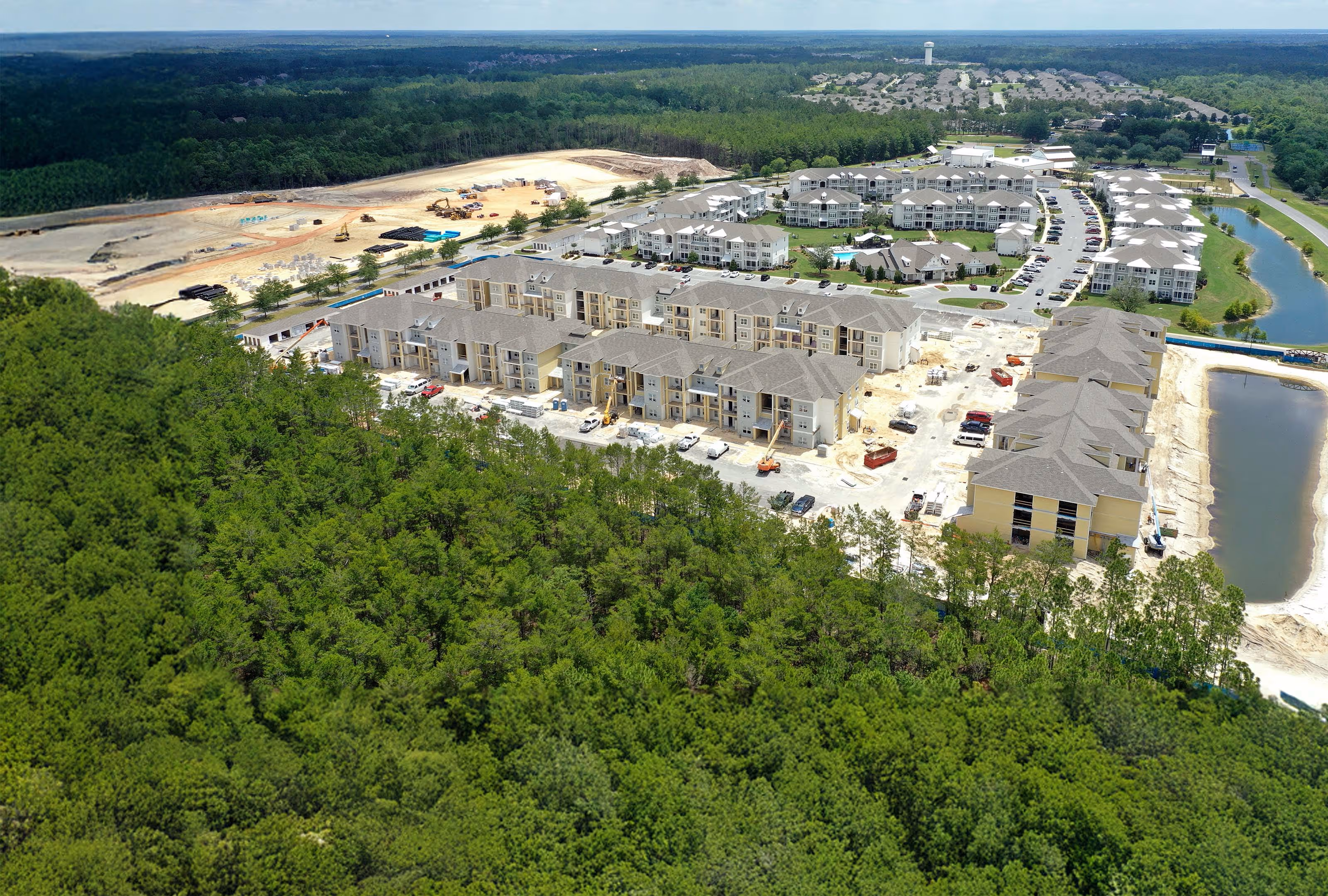 A large scale multifamily construction project supplied by Shelter Products Inc.