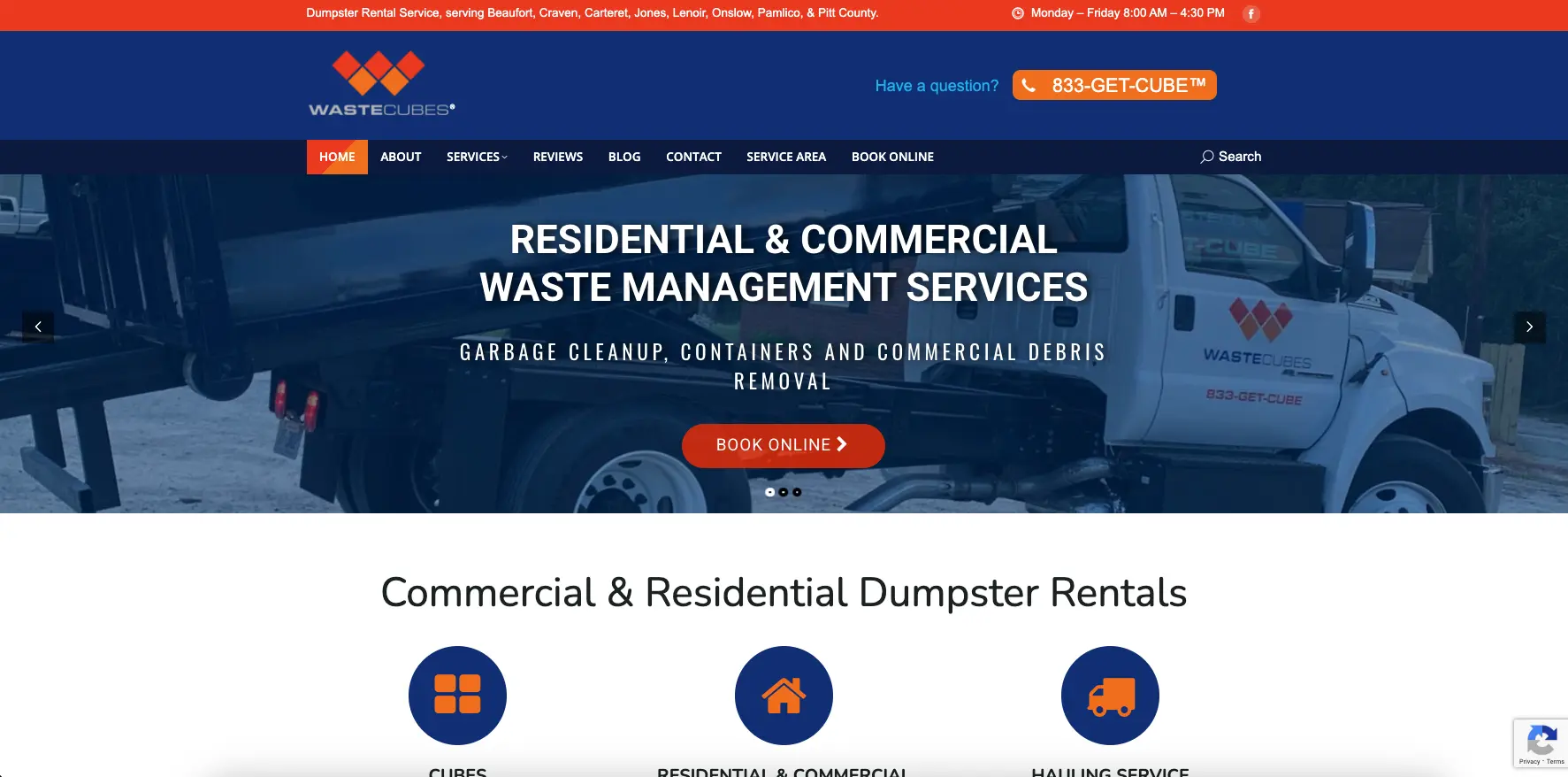 wastecubes website made by webovise