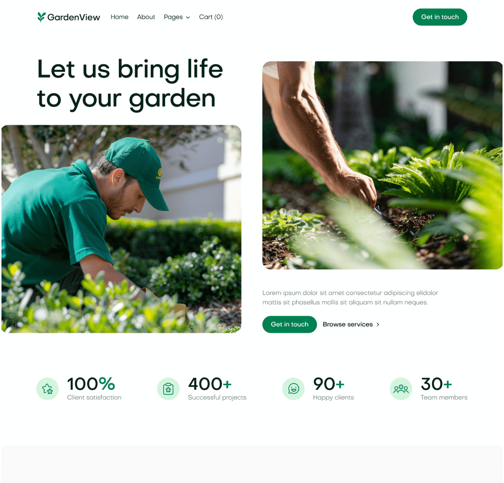 GardenView - Home V2 Top Page - Landscaper Webflow Template | BRIX Templates