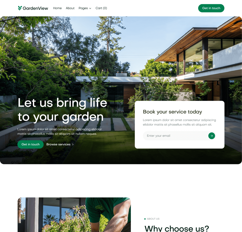 GardenView - Home V1 Top Page - Landscaper Webflow Template | BRIX Templates