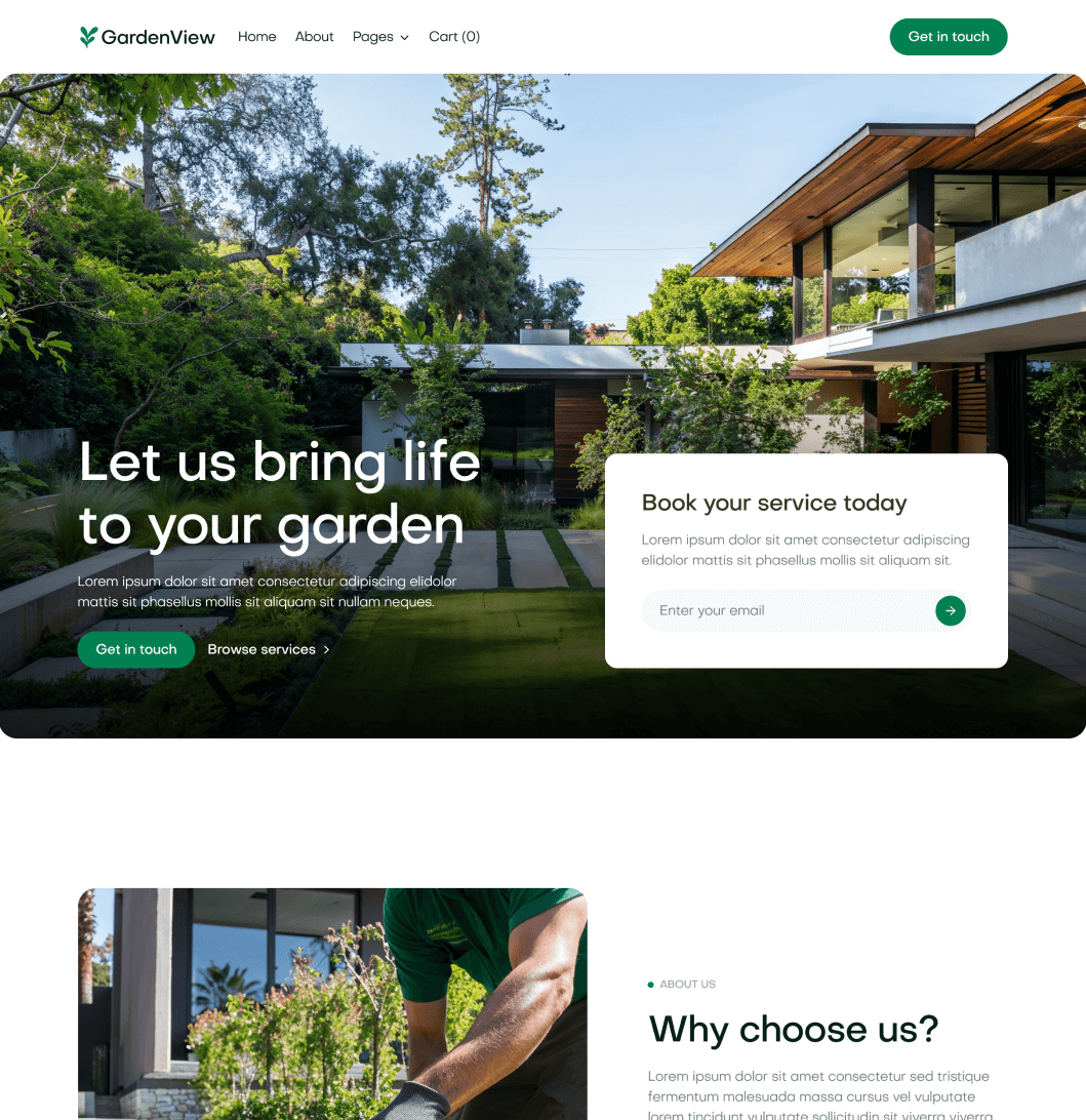 GardenView - Home V1 Page - Landscaper Webflow Template | BRIX Templates