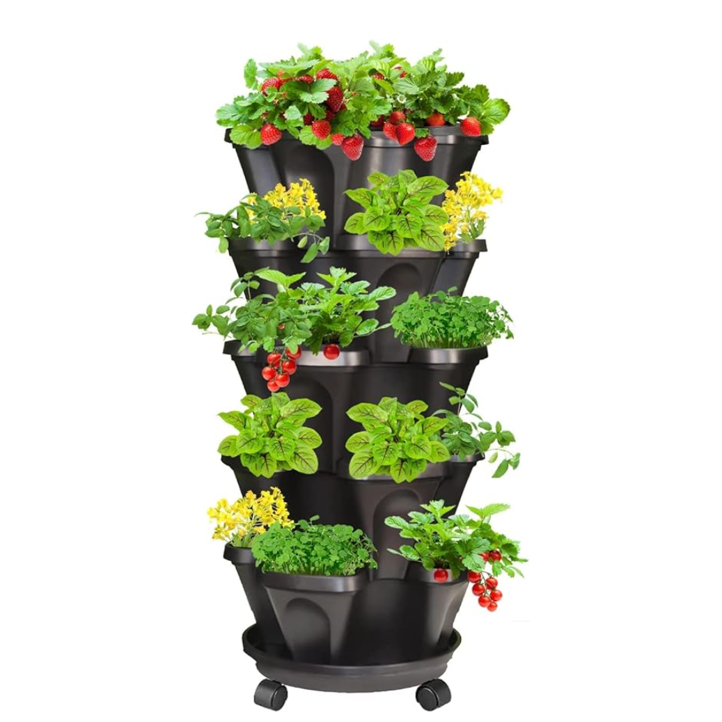 5 Tier Vertical Stacking Planter with Wheels